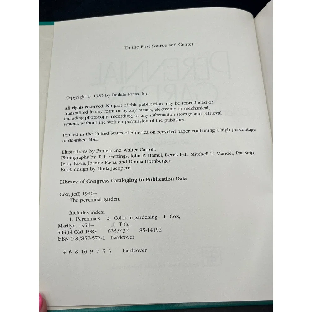 The Perennial Garden Color Harmonies Through the‎ Seasons Hardcover Book 1985